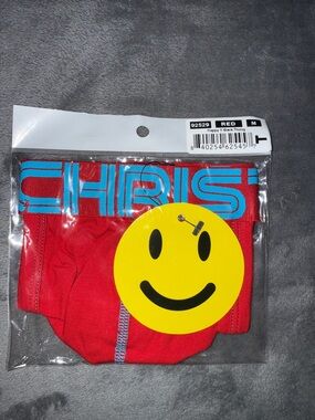 Red Y-Thong with Blue Logo Waistband